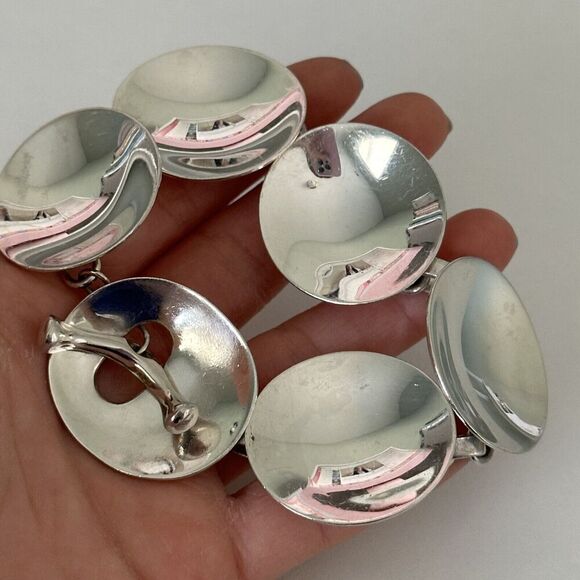 Vintage Robert Lee Morris RLM Studio Modernist Shiny Concave Disc Bracelet 7.5" - Picture 5 of 12